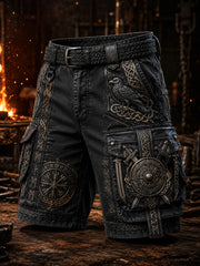 Short décontracté pour homme avec impression rétro d’art viking