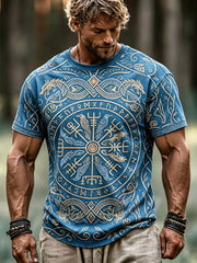 T-shirt décontracté pour homme avec impression rétro représentant un viking