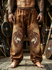 Pantalon imprimé rétro Celtic Knot Wolf Viking pour homme