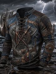 T-shirt décontracté pour homme avec impression rétro viking