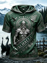 Sweat à capuche décontracté pour homme au motif viking rétro