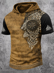 Sweat à capuche décontracté au motif d’art populaire nordique inspiré des Vikings, style vintage