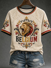 T-shirt à manches courtes pour femmes, motif «Belgium Lover»