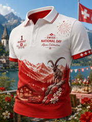 T-shirt polo à manches courtes, graphique, pour la célébration de la Journée nationale des hommes