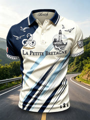 Polo homme à rayures style breton, décontracté et professionnel