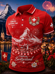 Polo à manches courtes pour homme avec imprimé célébrant la fête nationale