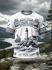 T-shirt décontracté à épaules tombantes pour homme, blanc, imprimé patrimoine français de Bretagne