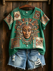 Chemise en coton et lin d’art africain pour femme