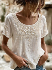 Haut élégant en coton et lin pour femme