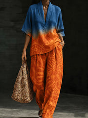Ensemble en coton et lin d’art africain pour femmes