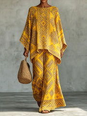 Ensemble en coton et lin d’art africain pour femmes