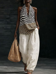 Ensemble en coton et lin d’art africain pour femmes