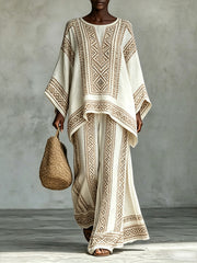 Ensemble en coton et lin d’art africain pour femmes
