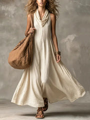 Robe maxi sans manches à col en V pour femmes