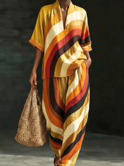 Ensemble en coton et lin d’art africain pour femmes