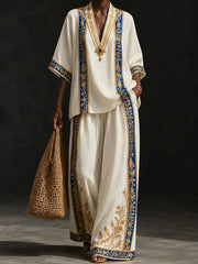 Ensemble en coton et lin d’art africain pour femmes