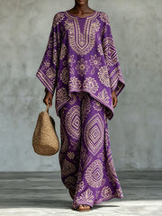 Ensemble en coton et lin d’art africain pour femmes