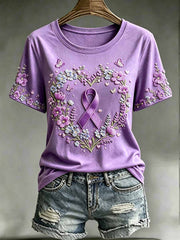 T-shirt à imprimé motif de soutien à la cause de l’Alzheimer pour femme