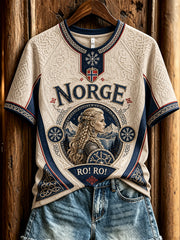 T-shirt décontracté rétro norvégien Viking Art pour femmes
