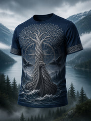 T-shirt imprimé artistique patriotique pour homme, style viking finlandais