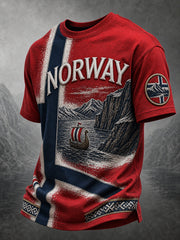 T-shirt décontracté de style vintage avec imprimé d’art viking nordique