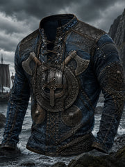 Haut décontracté de style vintage avec imprimé viking et nordique