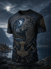 T-shirt imprimé artistique patriotique pour homme, style viking finlandais