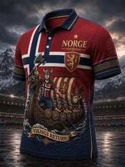 Polo Homme Norwegian Viking-Themed Patriotic Art Print