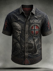 Chemise décontractée de style viking norvégien rétro