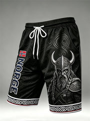 Short à cordon imprimé drapeau à noeud celtique Norway Viking Warrior pour homme
