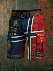 Short Homme Norwegian Viking-Themed Patriotic Art Print