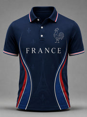 Polo décontracté pour homme à imprimé français