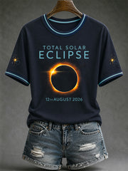 T-shirt décontracté imprimé Femme lors de l’éclipse totale de soleil en 2026