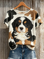 T-shirt à manches courtes Bernese Mountain Dog & Dog Coat pour femme