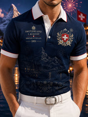 T-shirt polo à manches courtes, graphique, pour la célébration de la Journée nationale des hommes