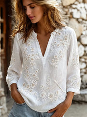 Haut élégant en coton et lin pour femme