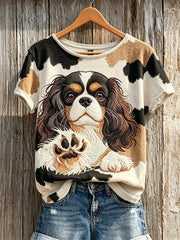 T-shirt à manches courtes pour femme King Charles Spaniel & Dog Coat Pattern