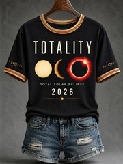 T-shirt décontracté imprimé Femme lors de l’éclipse totale de soleil en 2026