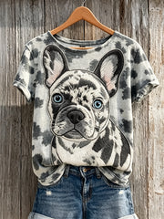 T-shirt à manches courtes pour femme French Bulldog & Dog Coat Pattern