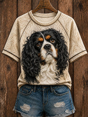 T-shirt à manches courtes Cavalier King Charles Spaniel Art pour femme