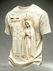 Jour de l'Assomption belge pour hommes imprimé mode Vintage lâche T-shirt à manches courtes