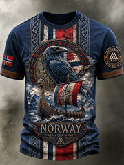 T-shirt décontracté avec impression artistique au style vintage norvégien, viking et scandinave/nordique