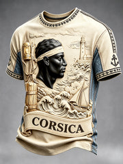 T-shirt décontracté pour homme à imprimé patchwork français corse