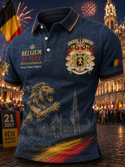 Polo à manches courtes pour homme avec imprimé célébrant la fête nationale