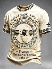 T-shirt décontracté pour homme, style rétro français corse, imprimé 3D