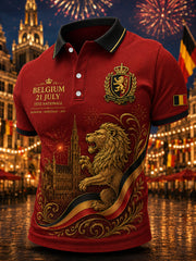 Polo à manches courtes pour homme avec imprimé célébrant la fête nationale