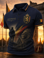 Polo à manches courtes pour homme avec imprimé commémoratif vintage rendant hommage aux anciens combattants