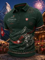 Polo à manches courtes pour homme avec imprimé célébrant la fête nationale