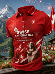 Polo à manches courtes pour homme avec imprimé célébrant la fête nationale
