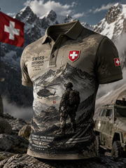 Polo Homme À Manches Courtes Avec Imprimé Militaire Vintage
